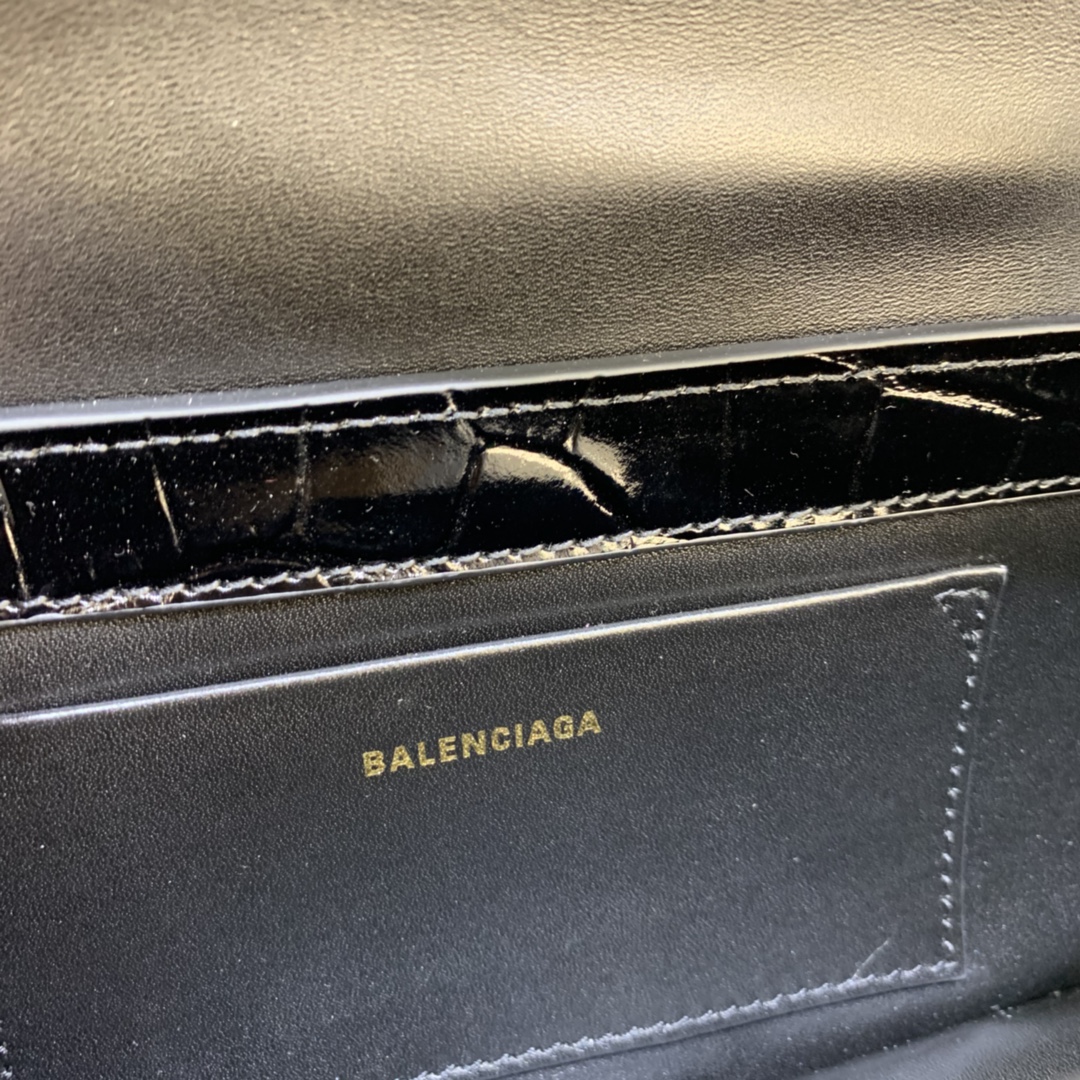 Balenciaga XX Small Flap Bag Crocodile Embossed Black